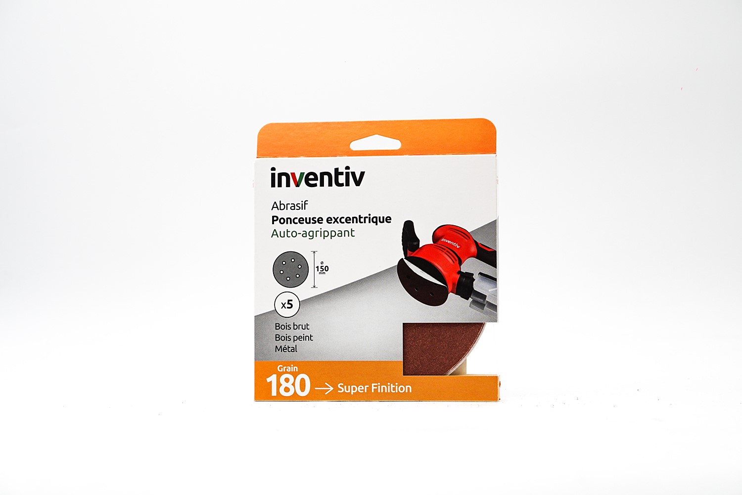 5 Disques de ponçage 6 Trous Ø150mm Grain 180 - INVENTIV